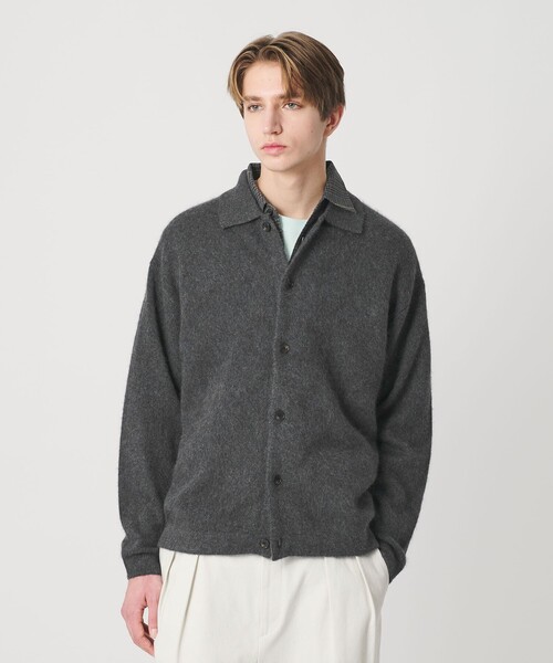 【新品】春夏物 ユナイテッドアローズ ニット素材 ジャケット 46 M ベージュ BEAUTY＆YOUTH UNITED ARROWS カーディガン ブラッシュド ヤク ニット