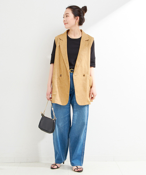 「B.C STOCK」 「Simplicite」ベスト FREE ネイビー レディース_画像9