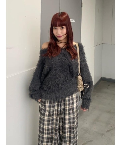 SLY（スライ） ニット セーター BIG SHAGGY BUTTON RIB TOPS ビッグ