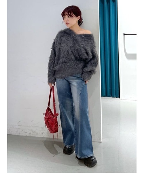SLY（スライ） ニット セーター BIG SHAGGY BUTTON RIB TOPS ビッグ