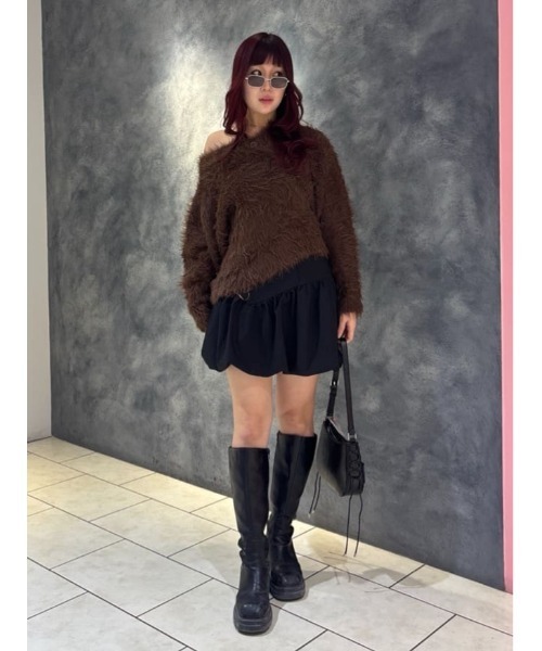 SLY（スライ） ニット セーター BIG SHAGGY BUTTON RIB TOPS ビッグ