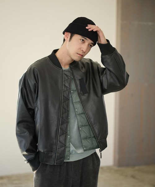 BAYFLOW（ベイフロー） ブルゾン アウター ヴィンテージライクPUレザー