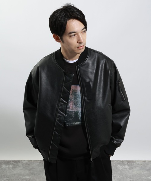 BAYFLOW（ベイフロー） ブルゾン アウター ヴィンテージライクPUレザー