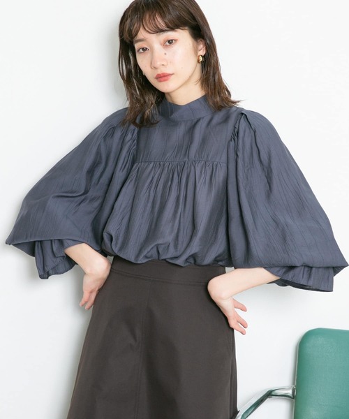 「KBF」 長袖ブラウス ONE ネイビー レディース_画像2