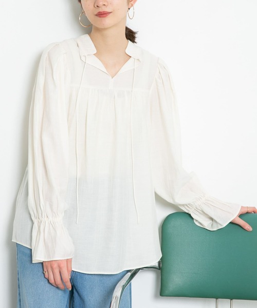 「KBF」 長袖ブラウス ONE ネイビー レディース_画像4