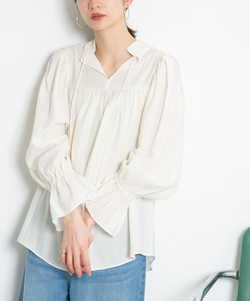 「KBF」 長袖ブラウス ONE ネイビー レディース_画像5