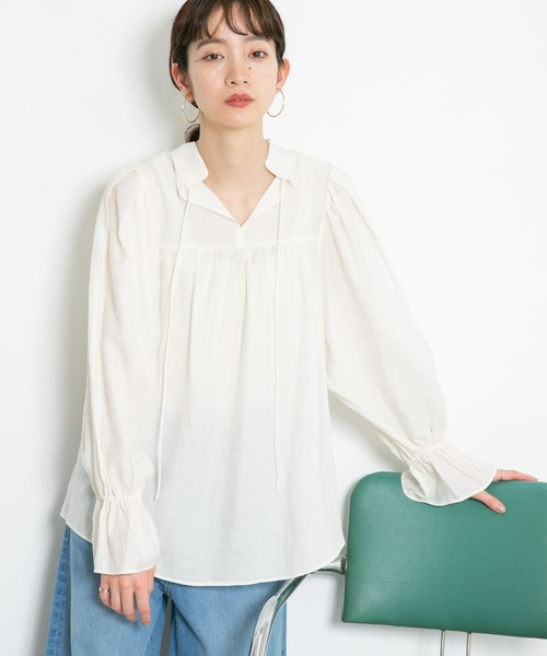 「KBF」 長袖ブラウス ONE ネイビー レディース_画像8