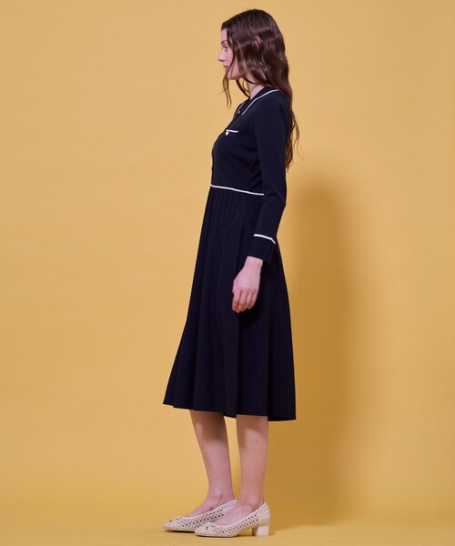 【新品タグ付き】TOCCA DOUBLE KNIT DRESS Lサイズ 黒色 TOCCA（トッカ） ワンピース BI-COLOR KNIT DRESS ニットドレス