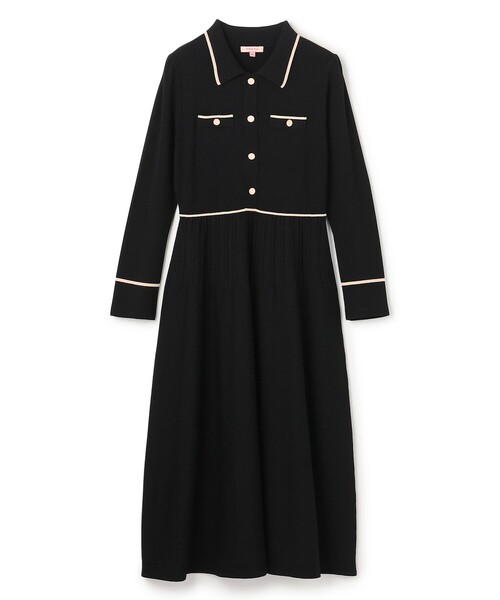 【新品タグ付き】TOCCA DOUBLE KNIT DRESS Lサイズ 黒色 TOCCA（トッカ） ワンピース BI-COLOR KNIT DRESS ニットドレス