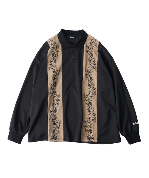 「Subciety」 長袖ポロシャツ LARGE ブラック メンズ_画像2