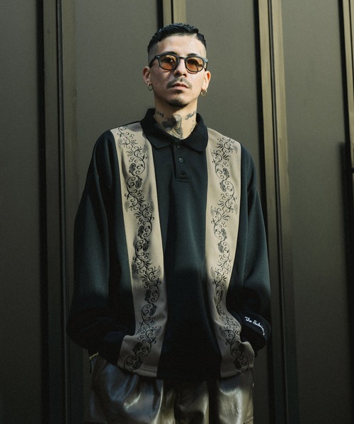 「Subciety」 長袖ポロシャツ LARGE ブラック メンズ_画像5