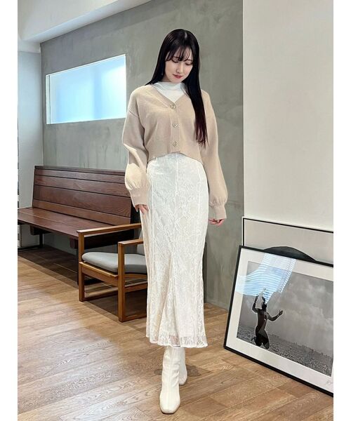 シュリンクレースマーメイドスカート アイボリー　38 MERCURYDUO（マーキュリーデュオ） スカート レースマーメイドスカート