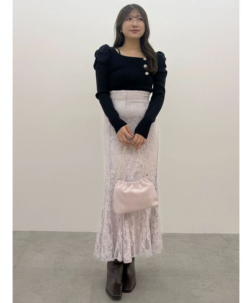 【未使用タグ付き】マーキュリーデュオ　ロング裾レーススカート　マーメイド マーキュリーデュオ MERCURYDUO 裾チュールレースマーメイドスカート