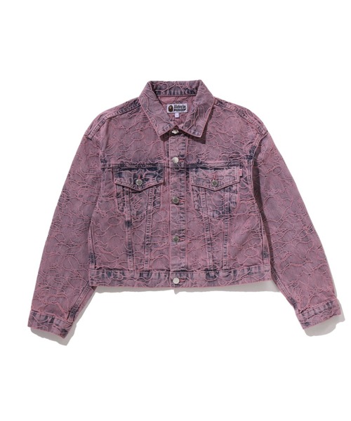 デニムジャケット gジャン LINE CAMO CROPPED DENIM JACKET レディースの画像