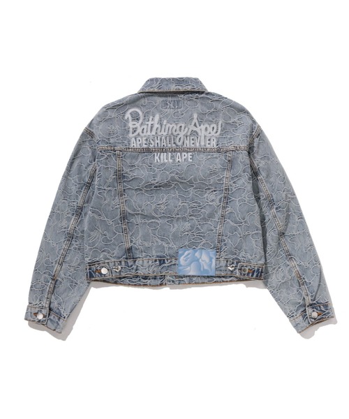 デニムジャケット gジャン LINE CAMO CROPPED DENIM JACKET レディースの画像