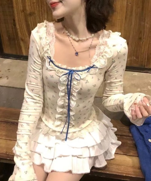 TREFLE＋1 フリルスクエアトップス フェアリートップス～長袖 | Tops,トップス | | TREFLE＋1（トレフル