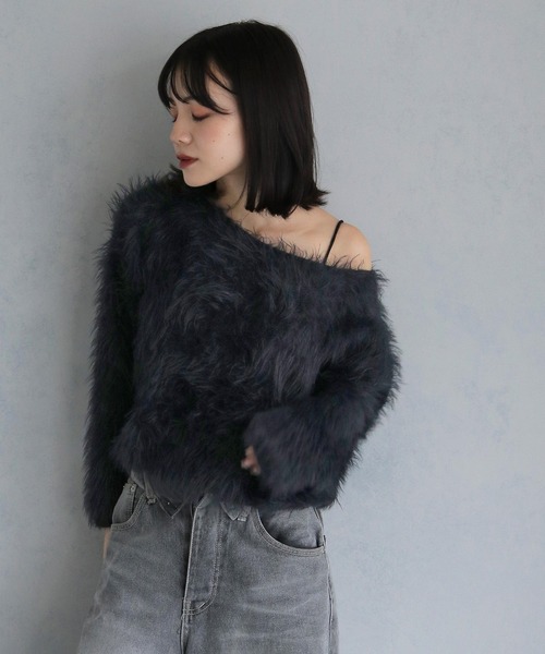 「cheriella」 長袖ニット M パープル レディース_画像3