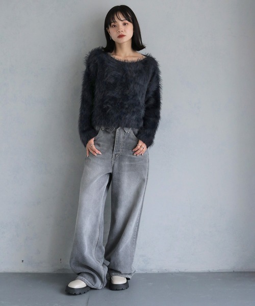 「cheriella」 長袖ニット M パープル レディース_画像6