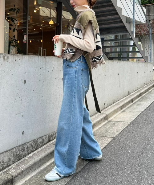 「etsinta」 ニットベスト ONE SIZE カーキ レディース_画像9