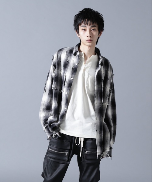 Danke Schon ダンケシェーン 25SS WEB＆限定 BLEACH CHECK LONG SHIRT ブリーチチェックロングスリーブシャツ UNS25084 Free グリーン 長袖 トップス【新古品】【中古】【Danke Schon】 DANKE SCHON（ダンケシェーン） シャツ 「WEB＆DEPOT限定」DankeSchon
