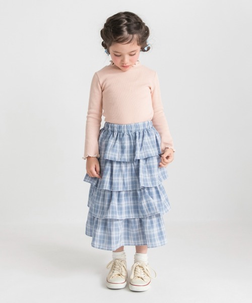 branshes（ブランシェス） スカート チェックティアードロングスカート