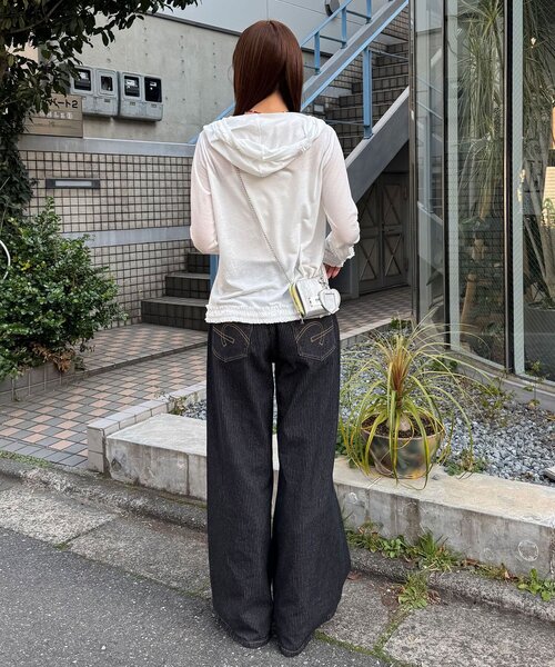 CIAOPANIC シアーフリルフーディートップス CIAOPANIC（チャオパニック） tシャツ シアーフリルフーディートップス