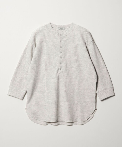 THE SHISHIKUI シシクイ ワッフルヘンリーネックカットソー  ベージュ F WEB限定】＜at ease＞ワッフル ヘンリーネック 5分袖 カットソー