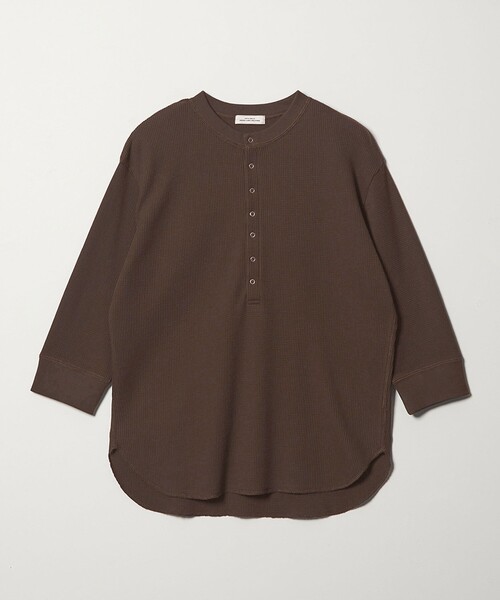 THE SHISHIKUI シシクイ ワッフルヘンリーネックカットソー  ベージュ F WEB限定】＜at ease＞ワッフル ヘンリーネック 5分袖 カットソー