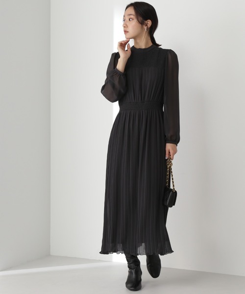 「NATURAL BEAUTY BASIC」 長袖ワンピース SMALL パープル レディースの画像