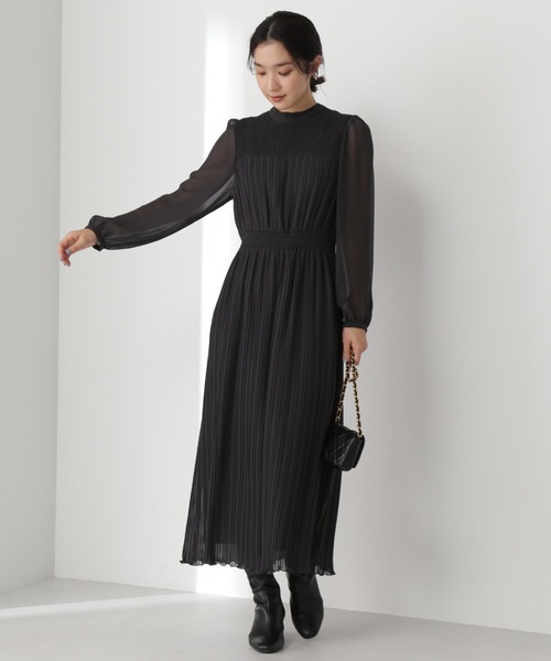 「NATURAL BEAUTY BASIC」 長袖ワンピース SMALL パープル レディースの画像