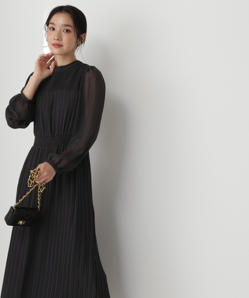 「NATURAL BEAUTY BASIC」 長袖ワンピース SMALL パープル レディースの画像