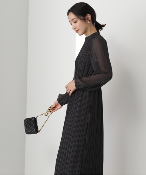 「NATURAL BEAUTY BASIC」 長袖ワンピース SMALL パープル レディースの画像