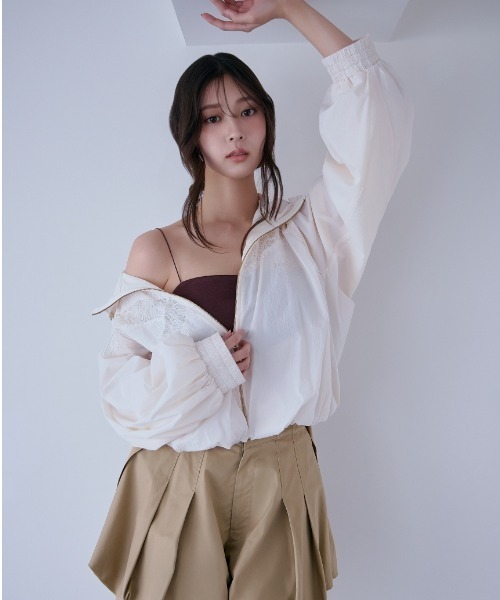 実物写真あり SNIDEL 【Chacott】コラボナイロンレースブルゾン Chacott】コラボナイロンレースブルゾン(ブルゾン)｜アウター｜SNIDEL