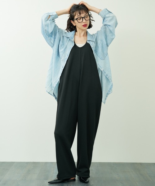A.D.C.L. オールインワン ポンチ ワイドシルエット ノースリーブ