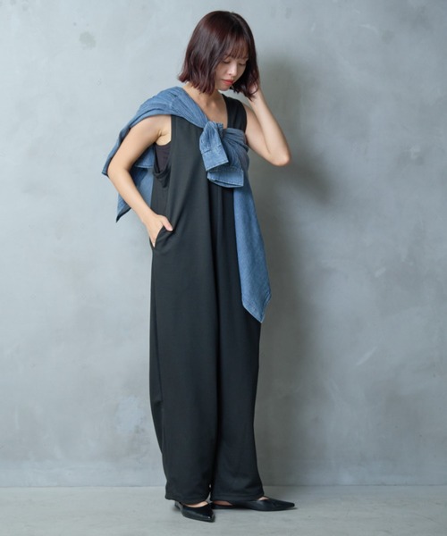 A.D.C.L. オールインワン ポンチ ワイドシルエット ノースリーブ