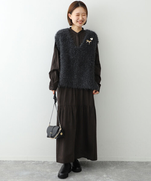 「SLOBE IENA」 長袖ワンピース FREE ブラウン レディース_2