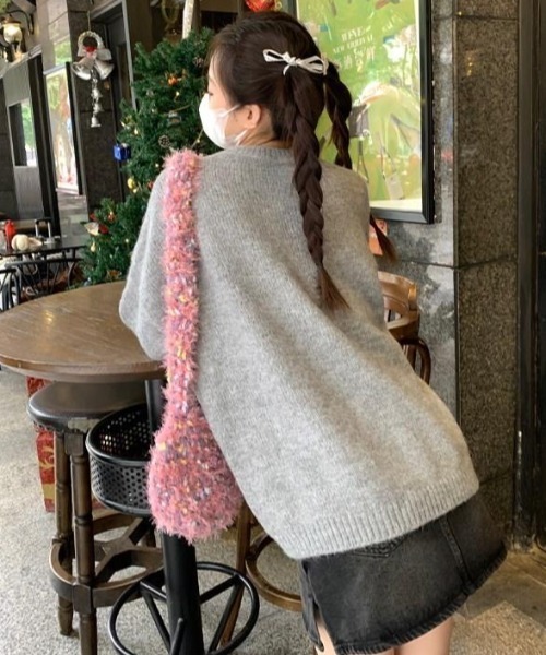 「Achic」 長袖ニット M グレー レディース_画像7