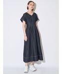 ワンピース 半袖 ウエストタックワンピースの詳細画像1