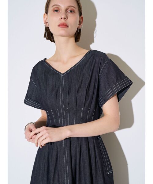 ELENDEEK（エレンディーク） ワンピース 半袖 ウエストタック