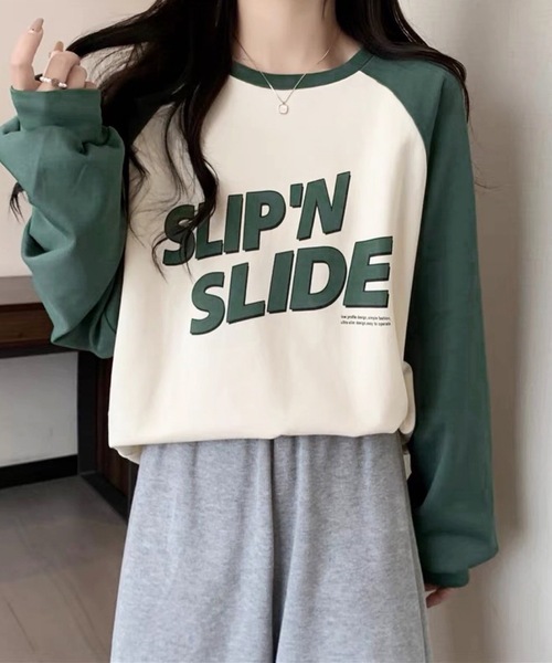 「shopnikoniko」 長袖カットソー フリー グリーン レディース_画像3