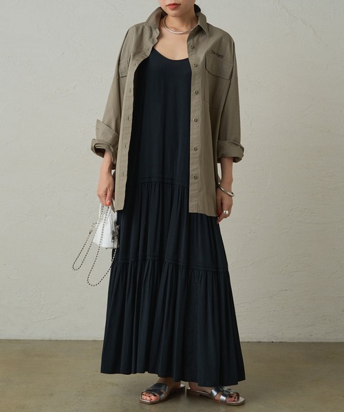 loungedress ラウンジドレス 長袖シャツ コットン カーキ レディース F【古着】【中古】 Loungedress（ラウンジドレス） 長袖シャツ FREE カーキ レディース