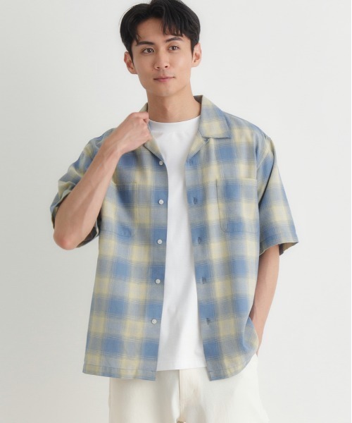 BACK NUMBER シャツ 「BACK NUMBER」オンブレチェック半袖シャツ