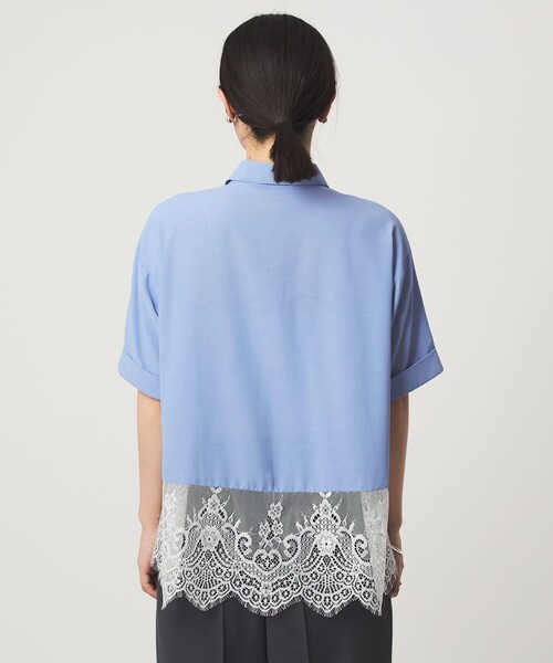 ブラウス シャツ 半袖 「WEB限定」「at ease」スソ レース ブラウス UVカット 通気性 レディース | green label relaxing | 23
