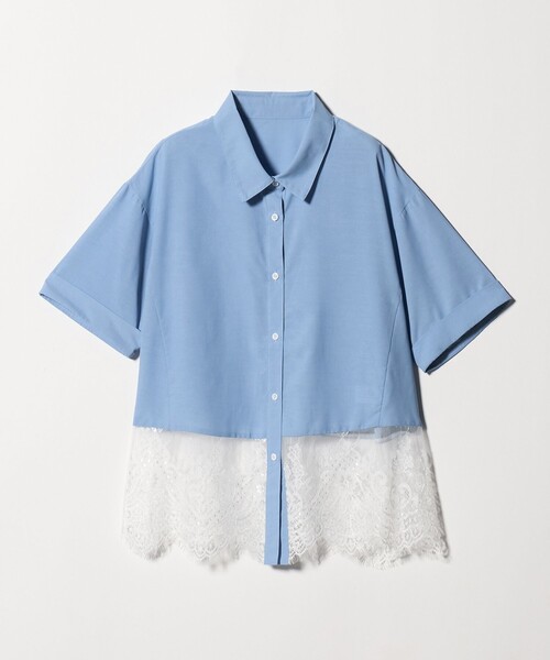 ブラウス シャツ 半袖 「WEB限定」「at ease」スソ レース ブラウス UVカット 通気性 レディース | green label relaxing | 10