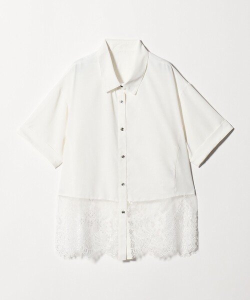 ブラウス シャツ 半袖 「WEB限定」「at ease」スソ レース ブラウス UVカット 通気性 レディース | green label relaxing | 07