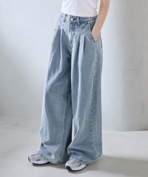 「CHAN ME」 デニムパンツ MEDIUM ライトブルー レディース_画像4