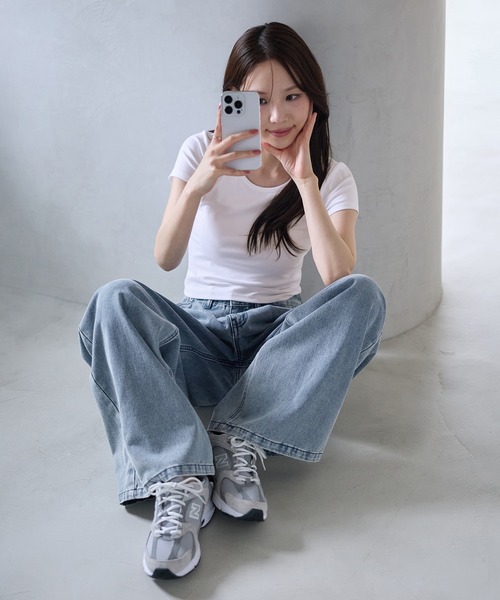 「CHAN ME」 デニムパンツ MEDIUM ライトブルー レディース_画像6