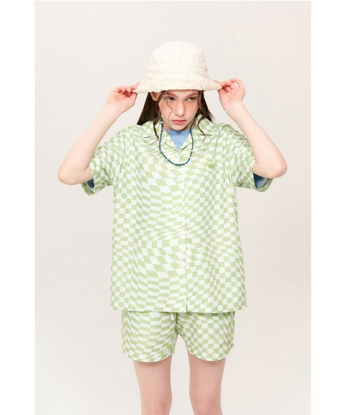 ブラウス シャツ KIRSH TONE ON TONE CHERRY CHECK PATTERN SHIRT KH/キルシーチェリーチェックパターン半 ブラウス シャツ KIRSH TONE ON CHERRY CHECK PATTERN SHIRT KH