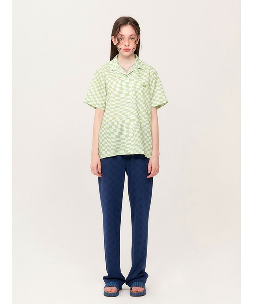 ブラウス シャツ KIRSH TONE ON TONE CHERRY CHECK PATTERN SHIRT KH/キルシーチェリーチェックパターン半 ブラウス シャツ KIRSH TONE ON CHERRY CHECK PATTERN SHIRT KH