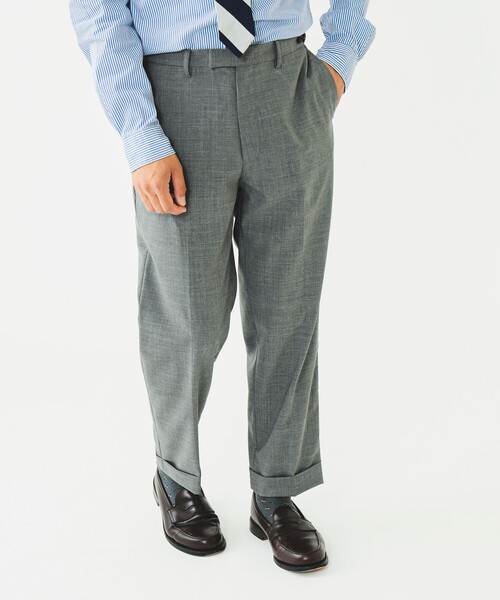 BEAMS ビームス カラーネップウールパンツ チノトラウザースラックス BEAMS PLUS（ビームス プラス）2 Pleats Trousers Twill（パンツ